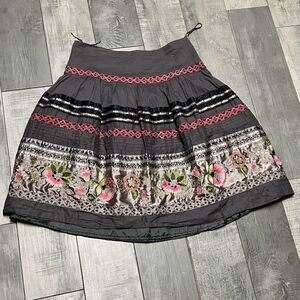 Monsoon London Ribbon Embellished Embroidered Sequin A Line Above Knee Skirt M